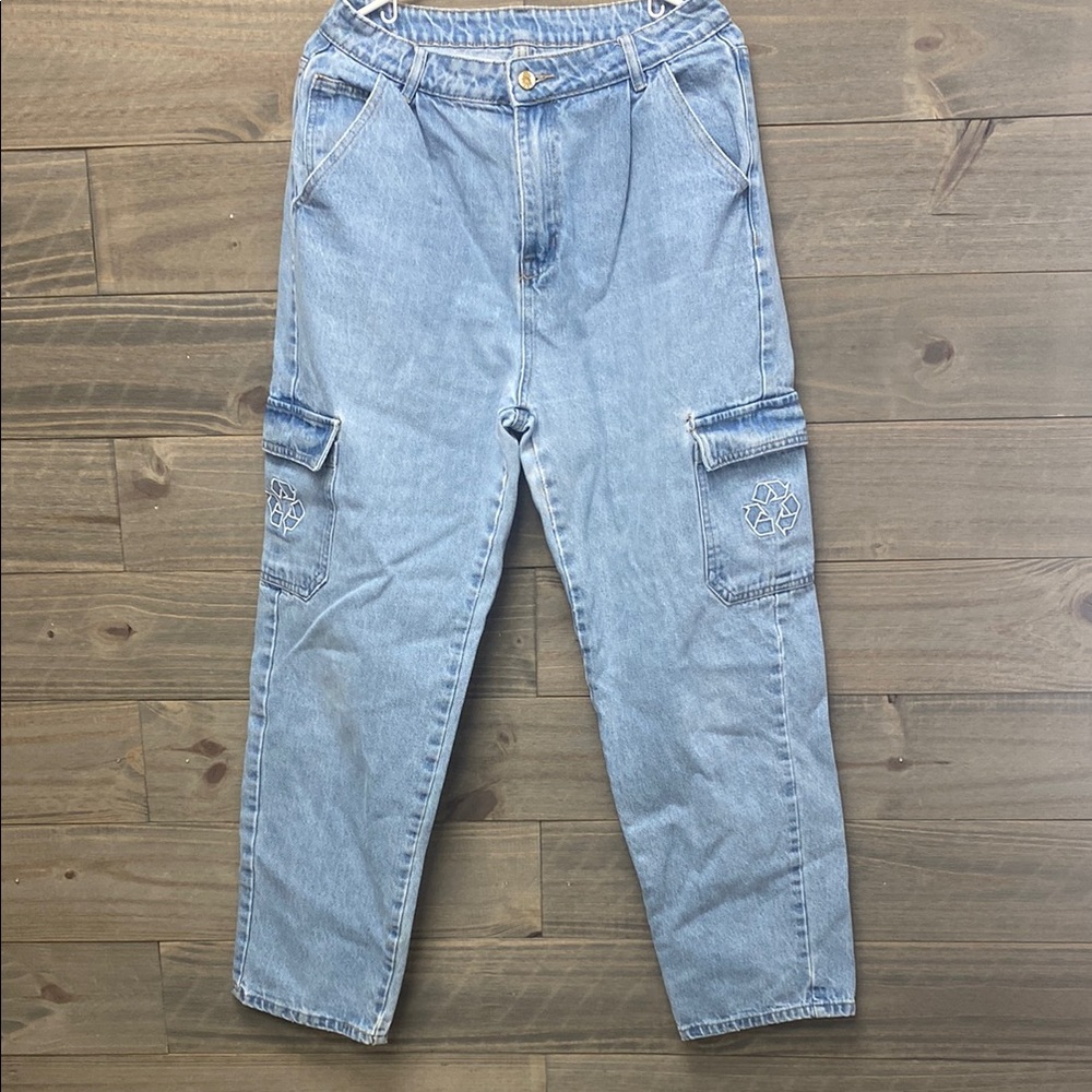 Light Blue Shein Cargo Jeans